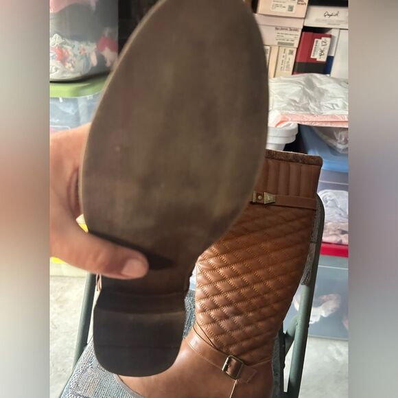 Just Fab Brown Knee Quilted Boots - Picture 16 of 16